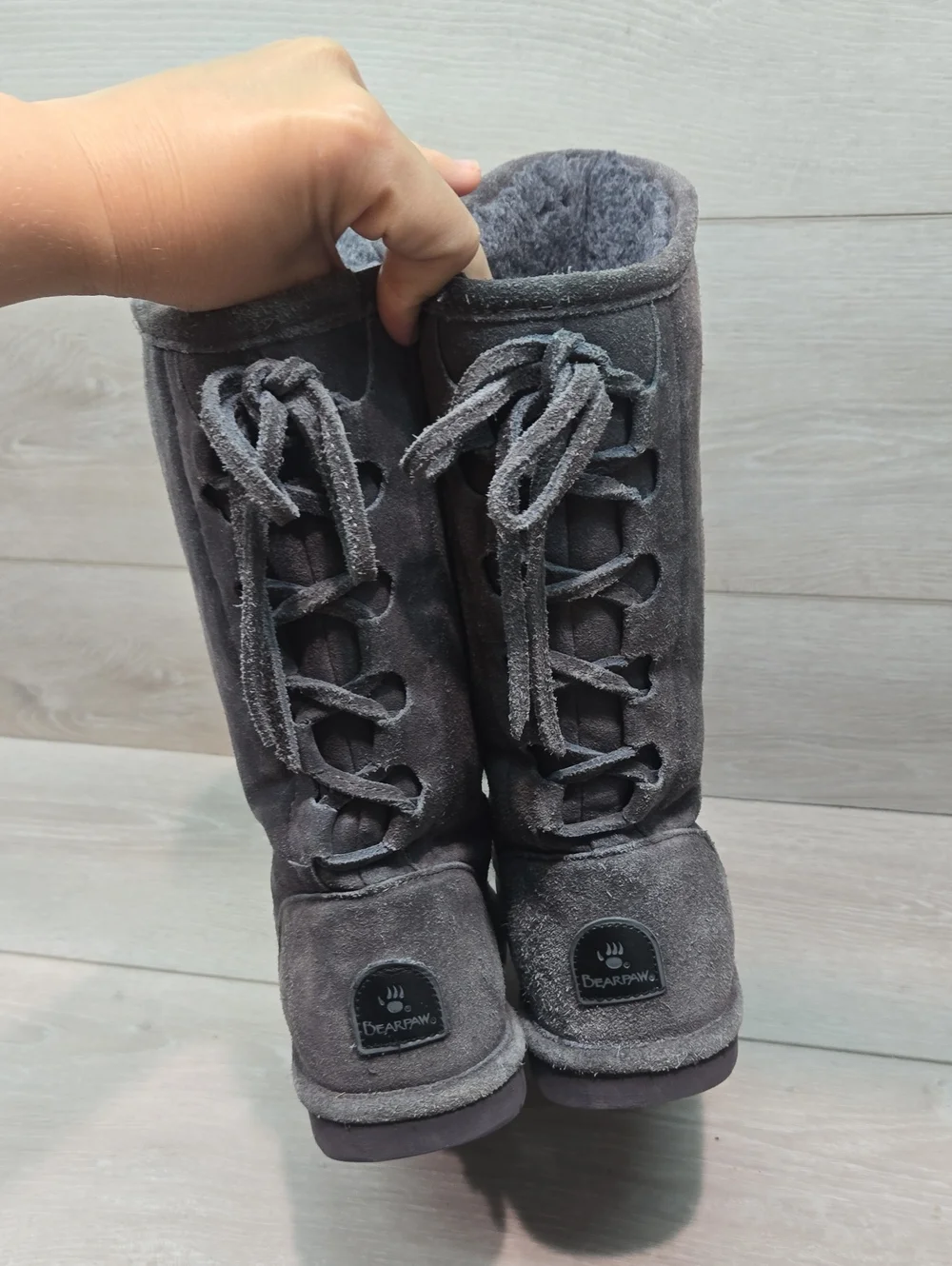 Bearpaq Women’s Suede Mid-Calf Wool Blens Winter Lace Up BackBoots Shoes Sz 7